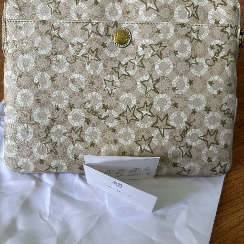 Coach Beige and White Tablet Case